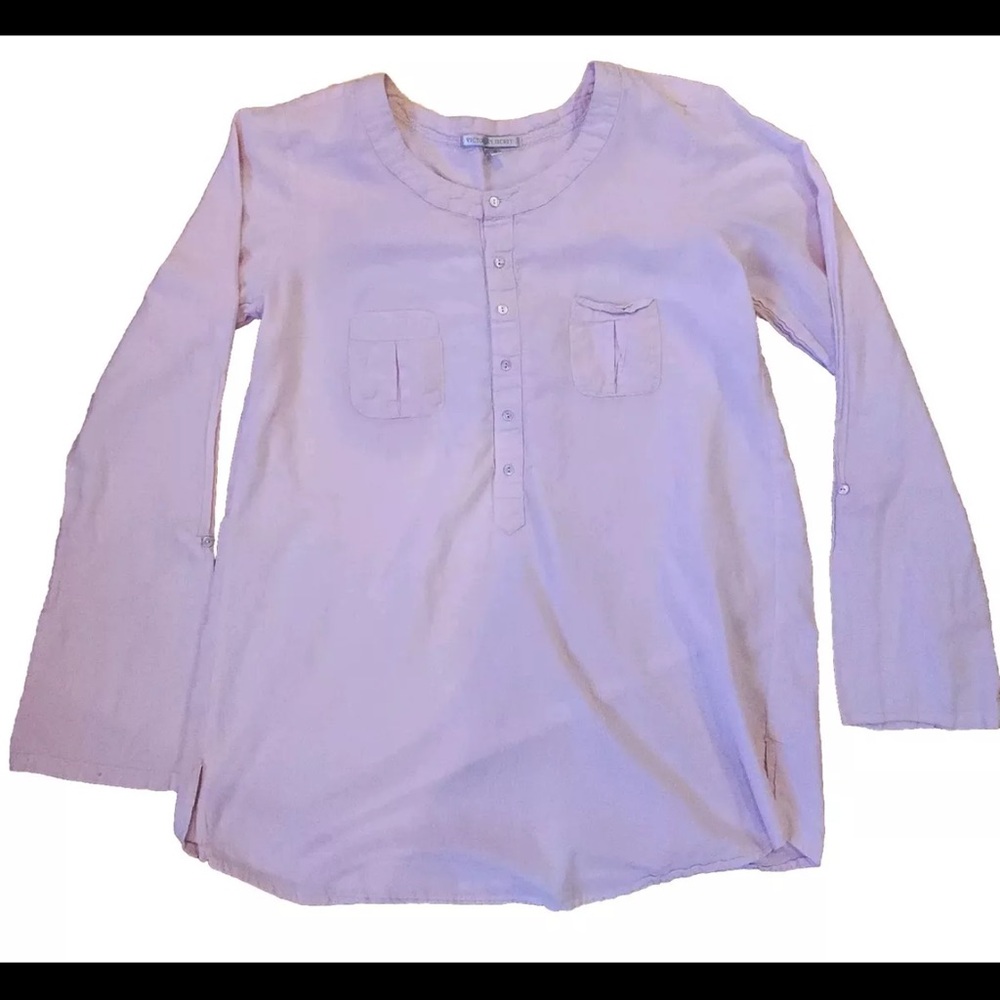 Victoria’s Secret Womens Med Pink Long Sleeve Half Button Lightweight Shirt